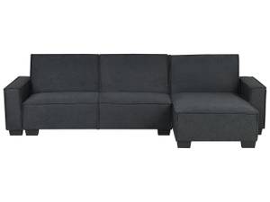 Ecksofa ROMEDAL Schwarz - Graphit - Grau - Armlehne davorstehend rechts - Ecke davorstehend links - Schlaffunktion davorstehend links