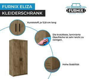 FURNIX Kleiderschrank Eliza 2D Lefkas Eiche Dunkel Dekor - Eiche Hell Dekor