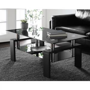 Couchtisch Ourea Ⅴ Schwarz - Holzwerkstoff - Glas - Metall - 60 x 45 x 100 cm