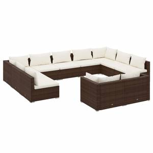 Garten-Lounge-Set (11-teilig) 3013634-15 Braun - Weiß - Metall - Polyrattan - 70 x 61 x 70 cm