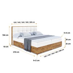 Boxspringbett LOLLI7 Hochglanz Weiß - Breite: 160 cm - H4