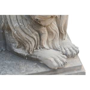 Statue ancienne - COUPLE DE LIONS Gris - Pierre - 90 x 101 x 160 cm