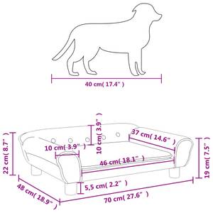 Lit pour chien 3015978 Gris foncé - 70 x 22 x 48 cm