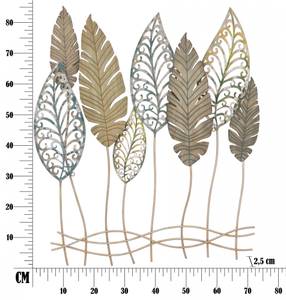 Tafel mit Blättern Gold - Metall - 75 x 87 x 3 cm
