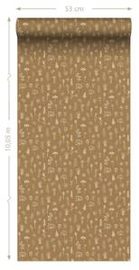 Tapete Blumenmuster 7353 Gelb - Naturfaser - Textil - 53 x 1005 x 1005 cm