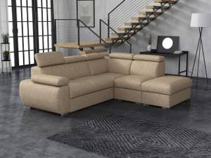 Ecksofa Boston 2RR1P mit Polsterhocker Beige - Ecke davorstehend rechts