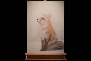 Acrylbild handgemalt Rat des Fuchses Beige - Weiß - Massivholz - Textil - 50 x 70 x 4 cm