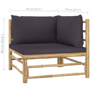 Canapé d'angle Gris - Bambou - 70 x 60 x 70 cm