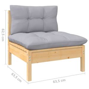 Garten-Lounge-Set (3-teilig) 3012138-2 Grau - Massivholz - Holzart/Dekor - 63 x 62 x 63 cm