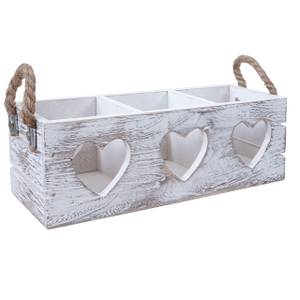 Boîte de décoration C26 (lot de 2) Blanc - Bois/Imitation - En partie en bois massif - 30 x 10 x 10 cm