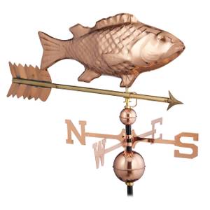 Girouette en métal motif poisson Noir - Doré - Métal - 83 x 105 x 46 cm