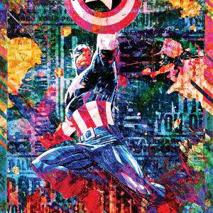 Tableau graffiti captain america 40 x 60 cm - Fibres naturelles