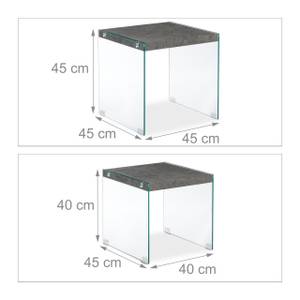 Satztische 2er Set in Betonoptik Grau - Silber - Holzwerkstoff - Glas - Metall - 45 x 45 x 45 cm