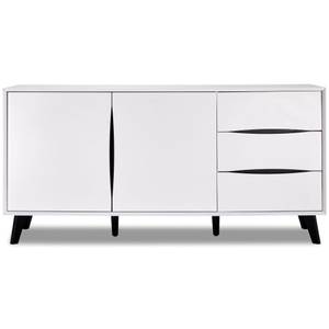 Enfilade Lyon Blanc/Noir Noir - Marron - Blanc - Bois manufacturé - 160 x 80 x 40 cm