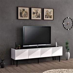 Meuble TV Oppdal 45 x 154 x 37 cm Noir - Blanc