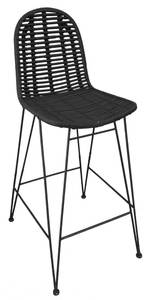 RATTAN Barhocker Schwarz