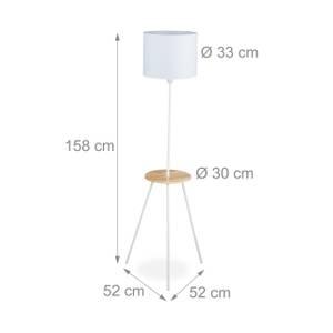 Stehlampe mit Tisch Braun - Weiß - Holzwerkstoff - Metall - Textil - 52 x 158 x 52 cm