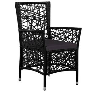 Ess-Set (5-teilig) 3001564-3 Schwarz - Kunststoff - Polyrattan - 90 x 75 x 90 cm