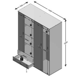 Kleiderschrank LEEDS-10 mit 4 Türen 1,5m Weiß - Holzwerkstoff - 150 x 193 x 60 cm