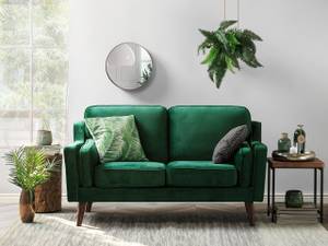 2-Sitzer Sofa LOKKA Smaragdgrün - Grün - Eiche Dunkel - Textil