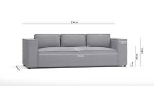 Sofa Orion 3-Sitzer Grau - Massivholz - Textil - Holz teilmassiv - 230 x 64 x 92 cm