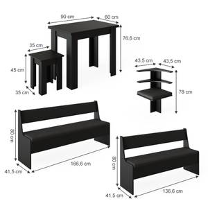 Eckbankgruppe Roman 40266 Schwarz - Grau - Holzwerkstoff - 90 x 76 x 60 cm