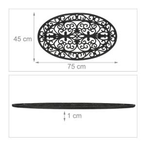 Paillasson caoutchouc avec ornements Noir - Matière plastique - 75 x 1 x 45 cm