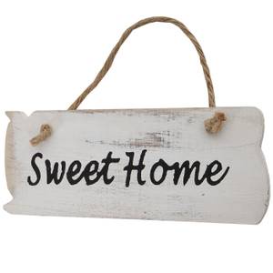 Wandschild Sweet Home Shabby-Look Weiß - Holzart/Dekor - Holz teilmassiv - 25 x 10 x 1 cm