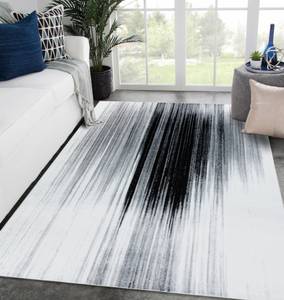 Tapis Argent W9571 Abstraction Blan Weiß - Kunststoff - Textil - 200 x 1 x 290 cm