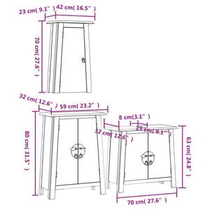 Badmöbel Set 3223457 (3-teilig) Braun - Massivholz - Holzart/Dekor - 70 x 63 x 32 cm