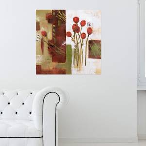 Acrylbild handgemalt Red Velvet Beige - Rot - Massivholz - Textil - Holz teilmassiv - 80 x 80 x 4 cm