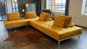 Ecksofa WIOLO Modulsofa Velvet Gold - Textil - 350 x 80 x 240 cm