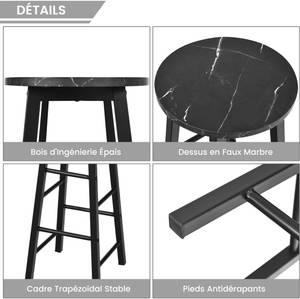 Tabourets de Bar Lot de 2 TI85123 Noir