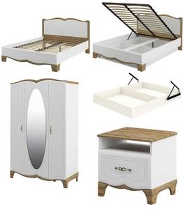 Schlafzimmer-Set TIFFANY 5-teilig Weiß - Holzwerkstoff - 173 x 220 x 207 cm