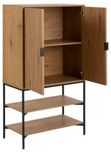 Vitrinenschrank Jaipur Braun - Holz teilmassiv - 80 x 140 x 40 cm