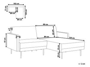 Canapé d'angle BREDA Noir - Marron - Rose foncé - 192 x 85 x 155 cm - Accoudoir monté à droite (vu de face) - Angle à gauche (vu de face)