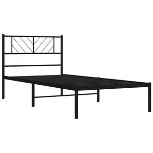 Bettgestell mit Kopfteil X988 Schwarz - Metall - 105 x 90 x 196 cm