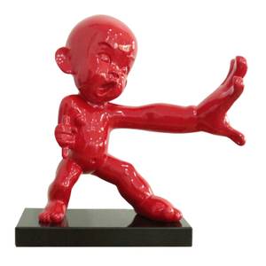 Statue bébé résine rouge H49 cm - JACK Rouge - Porcelaine - 49 x 49 x 24 cm