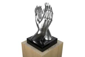 Sculpture moderne Quoi qu'il arrive Argenté - Pierre artificielle - Matière plastique - 21 x 41 x 21 cm