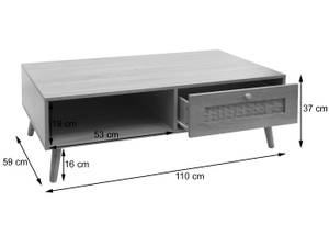 Couchtisch M39 Braun - Holzwerkstoff - Rattan - Holzart/Dekor - Holz teilmassiv - 110 x 37 x 59 cm