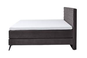 Lit boxspring SINDAR avec topper à froid Anthracite - Noir - 202 x 211 cm - Noir