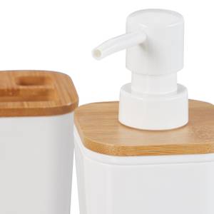 Lot d'accessoires de salle de bain Marron - Blanc - Bambou - Matière plastique - 7 x 18 x 7 cm