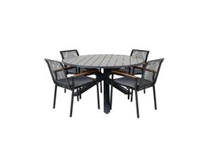 Ensemble de salon de jardin Parma Noir - Rotin - 140 x 73 x 140 cm