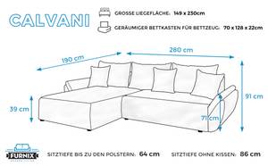 Ecksofa CALVANI Schlaffunktion L MH77 Nachtblau