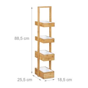 Bambus Badregal mit 4 Ablagen Braun - Weiß - Bambus - Holzwerkstoff - 26 x 89 x 19 cm