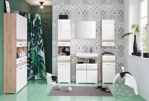 Miroir de salle de bain SetOneBad Blanc - En partie en bois massif - 60 x 55 x 2 cm