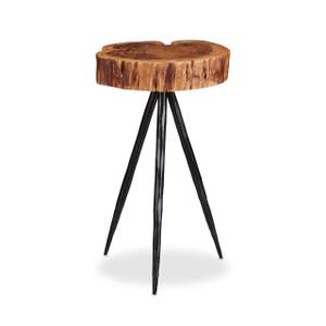 Table d'appoint ronde bois de manguier Noir - Marron - Bois manufacturé - Métal - 30 x 50 x 25 cm