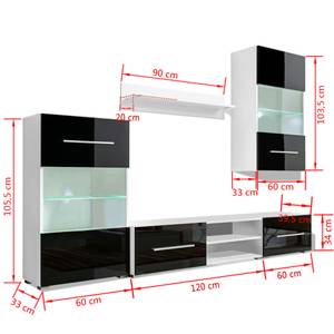 Wand-Vitrine 293690 Schwarz - Holzwerkstoff - 240 x 195 x 40 cm