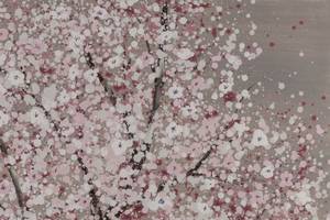 Tableau peint Flowers of the Moon Blanc - Bois massif - Textile - 80 x 80 x 4 cm