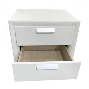 Table de chevet blanche 2 tiroirs Blanc - En partie en bois massif - 51 x 40 x 41 cm